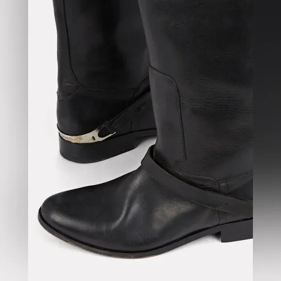 GOLDEN GOOSE Charlie Knee-High Leather Bootstrap Size EU 37 US 7 NWOB READ - Picture 7 of 11